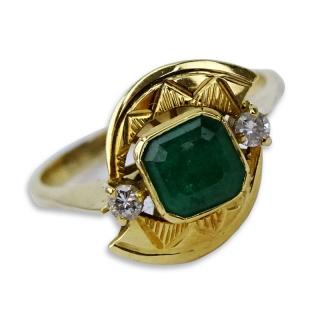 Appraisal: Vintage Colombian Emerald and Karat Yellow Gold Ring Accented with