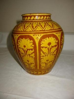 Appraisal: AN ARTS AND CRAFTS SLIPWARE VASE of baluster form painted