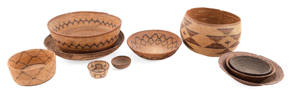 Appraisal: TEN NATIVE AMERICAN BASKETS MOSTLY TH CENTURY DIAMETERS FROM TO