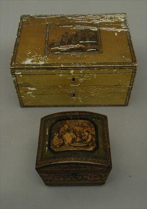 Appraisal: George III Painted Sewing Box Together with a painted domed-lid