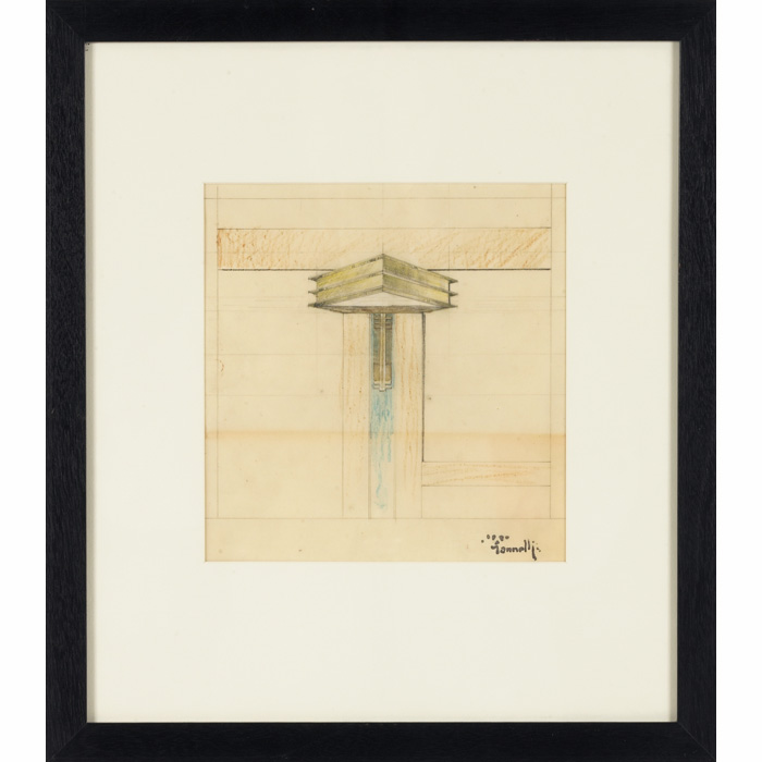 Appraisal: Alfonso Iannelli American - Architectural Rendering c colored pencil x