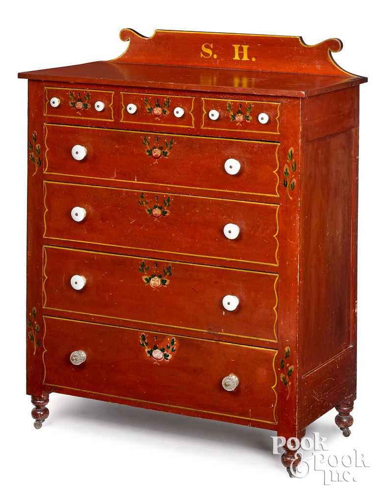 Appraisal: Soap Hollow style painted cherry chest of drawers Soap Hollow