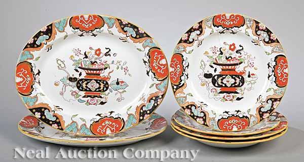 Appraisal: A Group of Ashworth Ironstone Dinnerware c - turquoise and