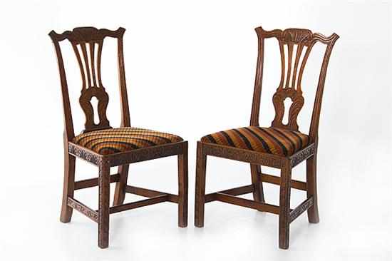 Appraisal: Pair George III carved mahogany side chairs late th century