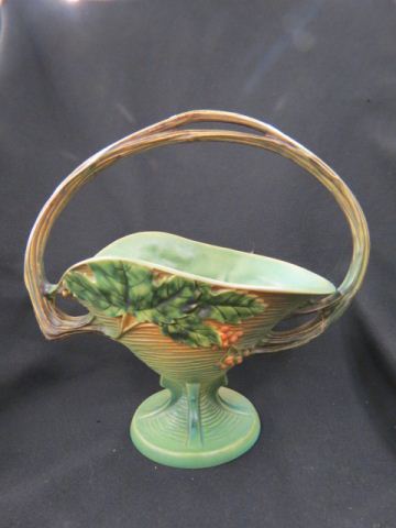 Appraisal: Roseville Pottery Bushberry Basket green - excellent