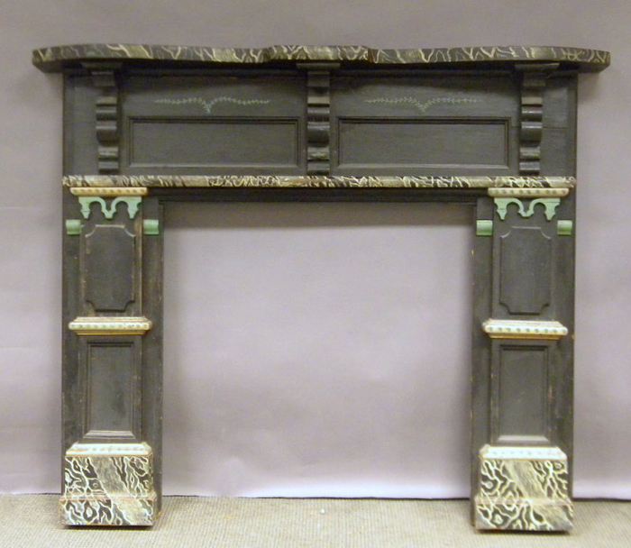 Appraisal: Polychrome Painted Wood Architectural Fireplace Mantel approx ht wd dp