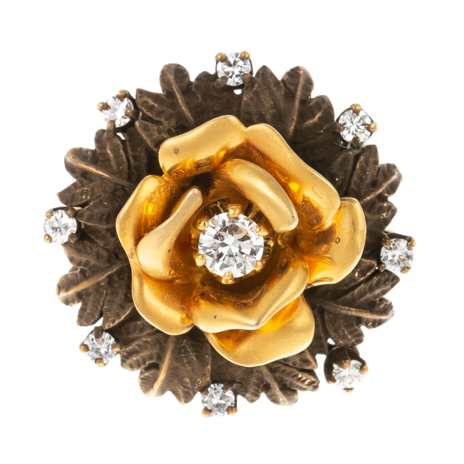 Appraisal: A DIAMOND ROSE RING IN K K yellow gold ring