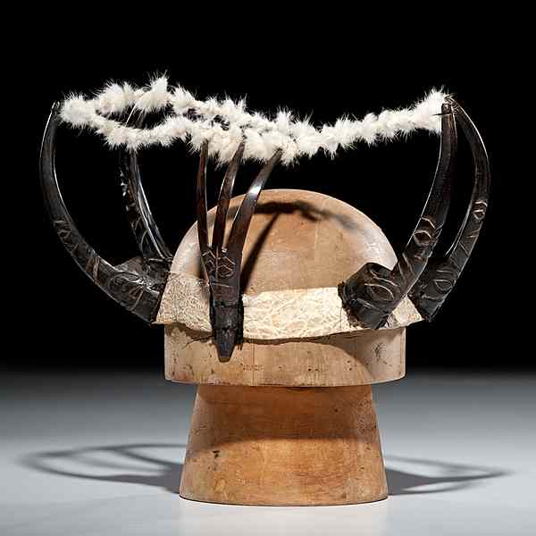 Appraisal: Tlingit Shaman's Horn Crown composed of a strip of hide