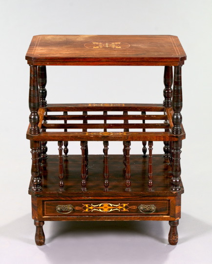 Appraisal: Edwardian Rosewood and Inlaid Canterbury late th century the top