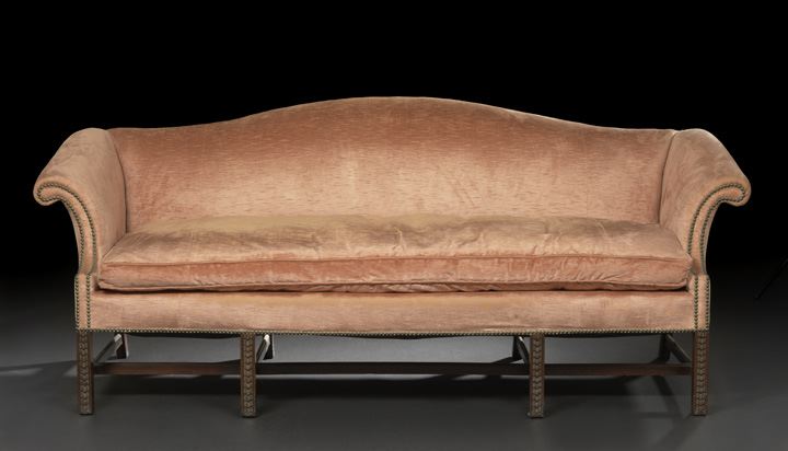 Appraisal: George III-Style Mahogany Camel-Back Sofa early th century the arched