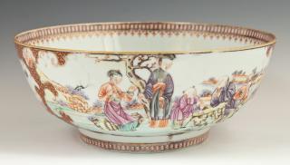 Appraisal: Chinese Porcelain Punch Bowl th c the interio Chinese Porcelain