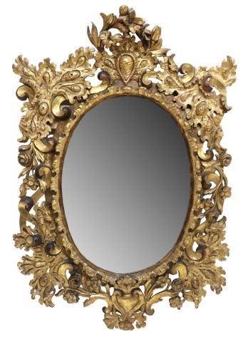 Appraisal: Monumental French Louis XV style gold leaf mirror late th