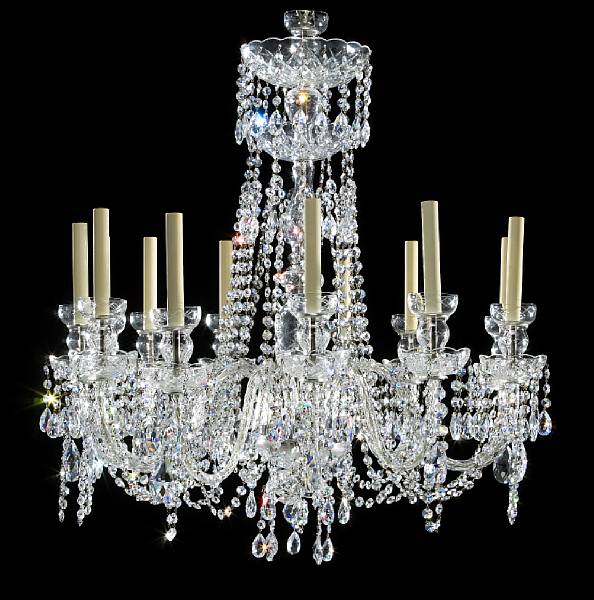 Appraisal: A Rococo style cut glass twelve light chandelier Swarovski glass