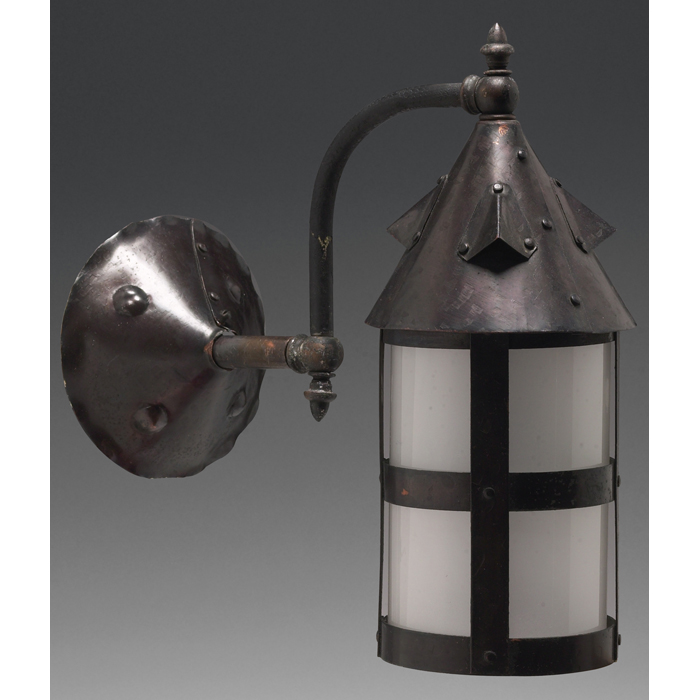 Appraisal: Arts and Crafts lanterns pair one shown cylindrical shape in