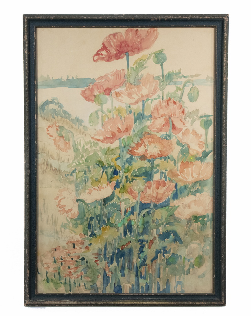 Appraisal: CHILDE HASSAM NY MA - Poppies watercolor on paper signed