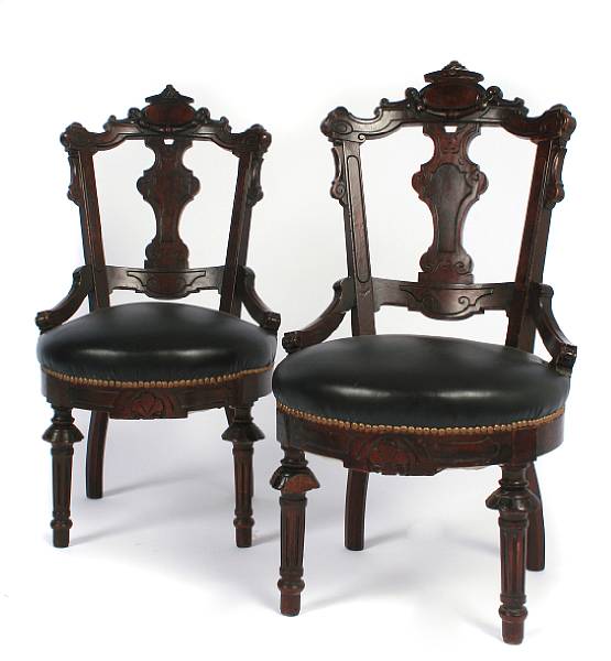 Appraisal: A pair of Victorian carved walnut side chairs height in