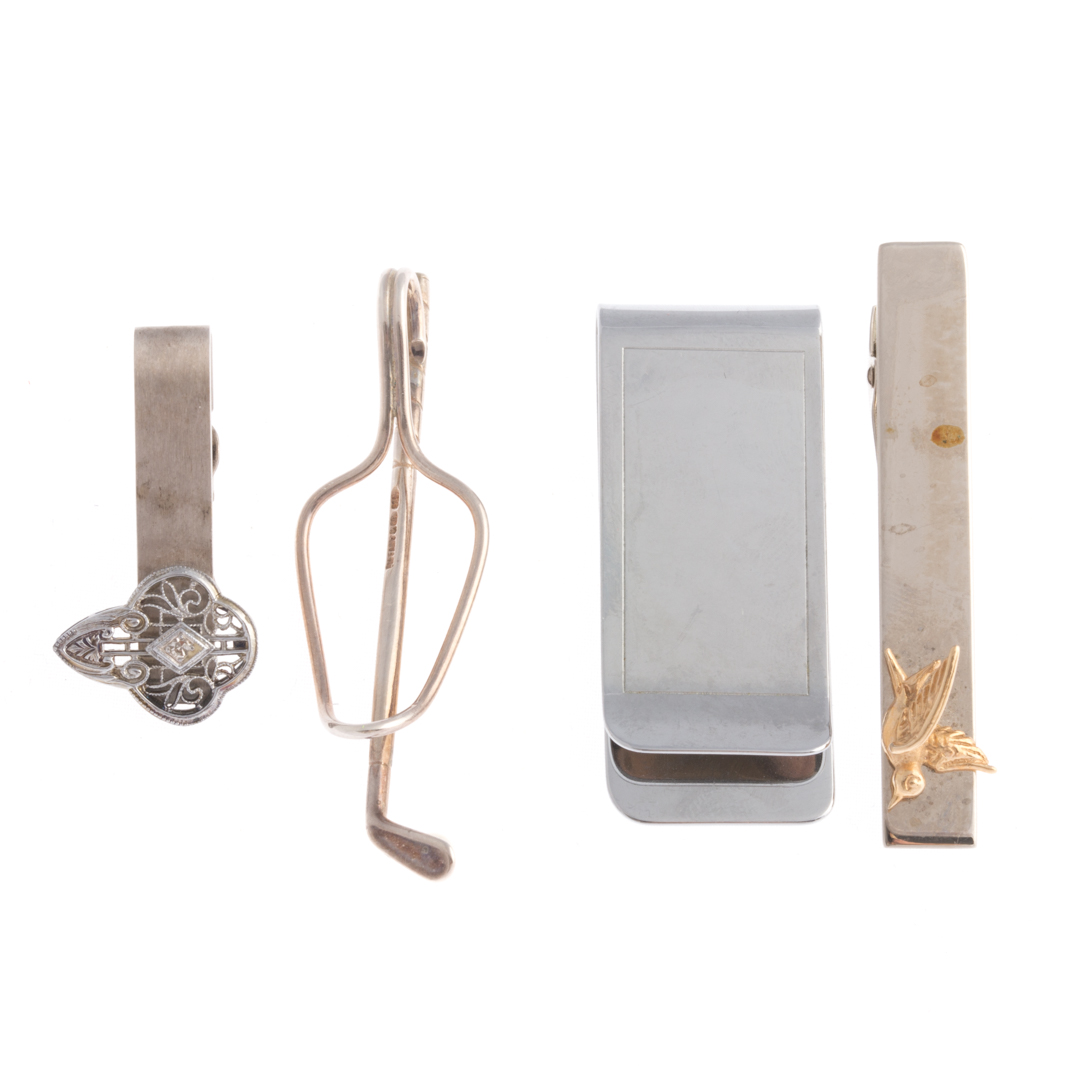 Appraisal: A Gentlemen's Lot Featuring Tie Clips K white gold tie