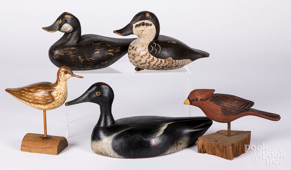 Appraisal: Three carved and painted duck decoys etc Three carved and