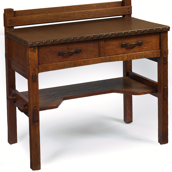 Appraisal: Early Gustav Stickley writing desk back rail over a recovered