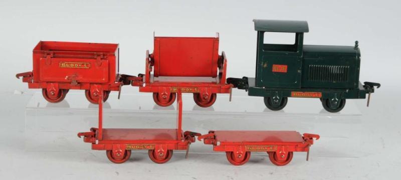 Appraisal: Pressed Steel Buddy L Industrial Train Set Description Includes five