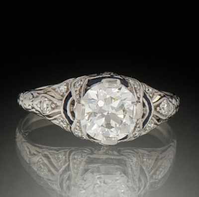 Appraisal: A Ladies' Art Deco Diamond Engagement Ring Platinum filigree mounting