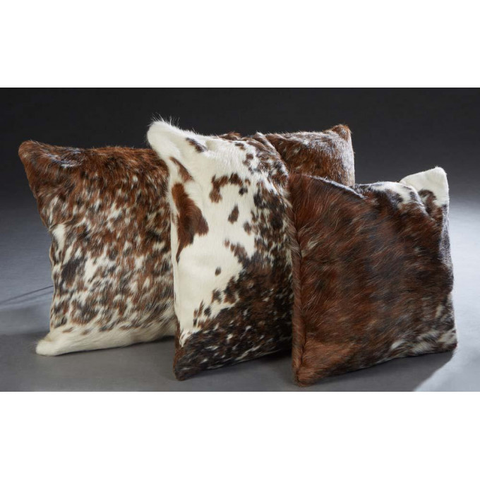 Appraisal: Group Of Three Decorative Cowhide Throw Pillows th c with