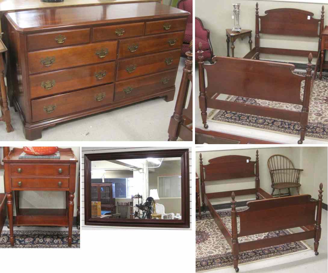 Appraisal: FIVE-PIECE CHERRY BEDROOM FURNITURE SET Statton Furniture Co Haggerstown Maryland