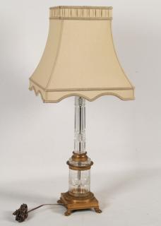 Appraisal: FRENCH DORE BRONZE AND CRYSTAL COLUMN LAMP FRENCH DORE BRONZE