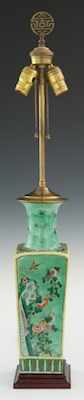 Appraisal: A Chinese Porcelain Vase Lamp Base Squared baluster form glazed