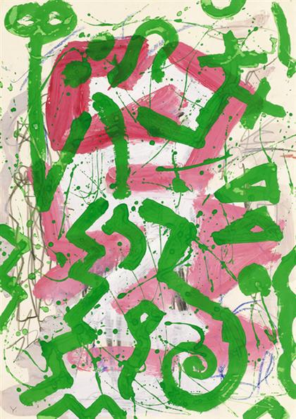 Appraisal: A R PENCK german b UNTITLED Gouache crayon and pencil