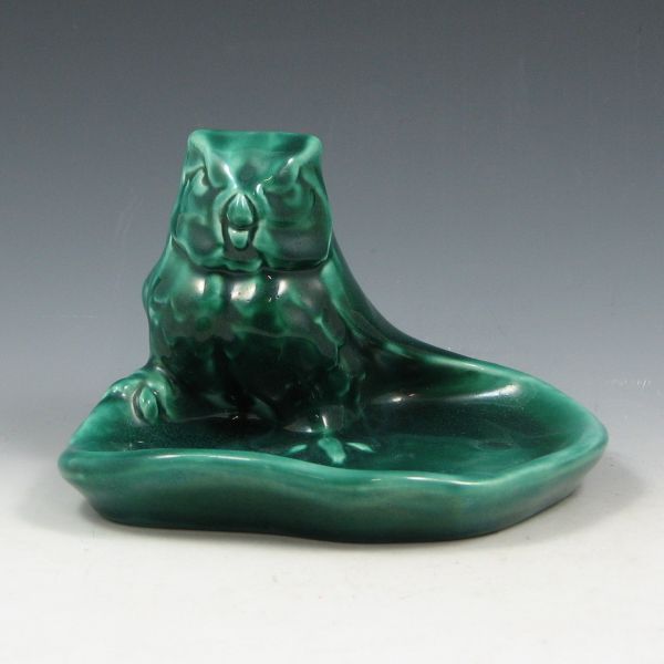 Appraisal: Rookwood owl tray from in forest green gloss Marked with