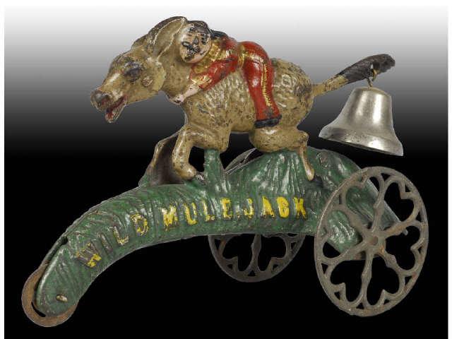 Appraisal: Cast Iron Gong Bell Wild Mule Jack Bell Toy Description