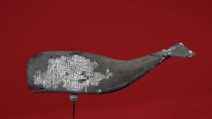 Appraisal: CARVED AND PAINTED WHALE WEATHERVANE OF DIMINUTIVE SIZE Fitted on