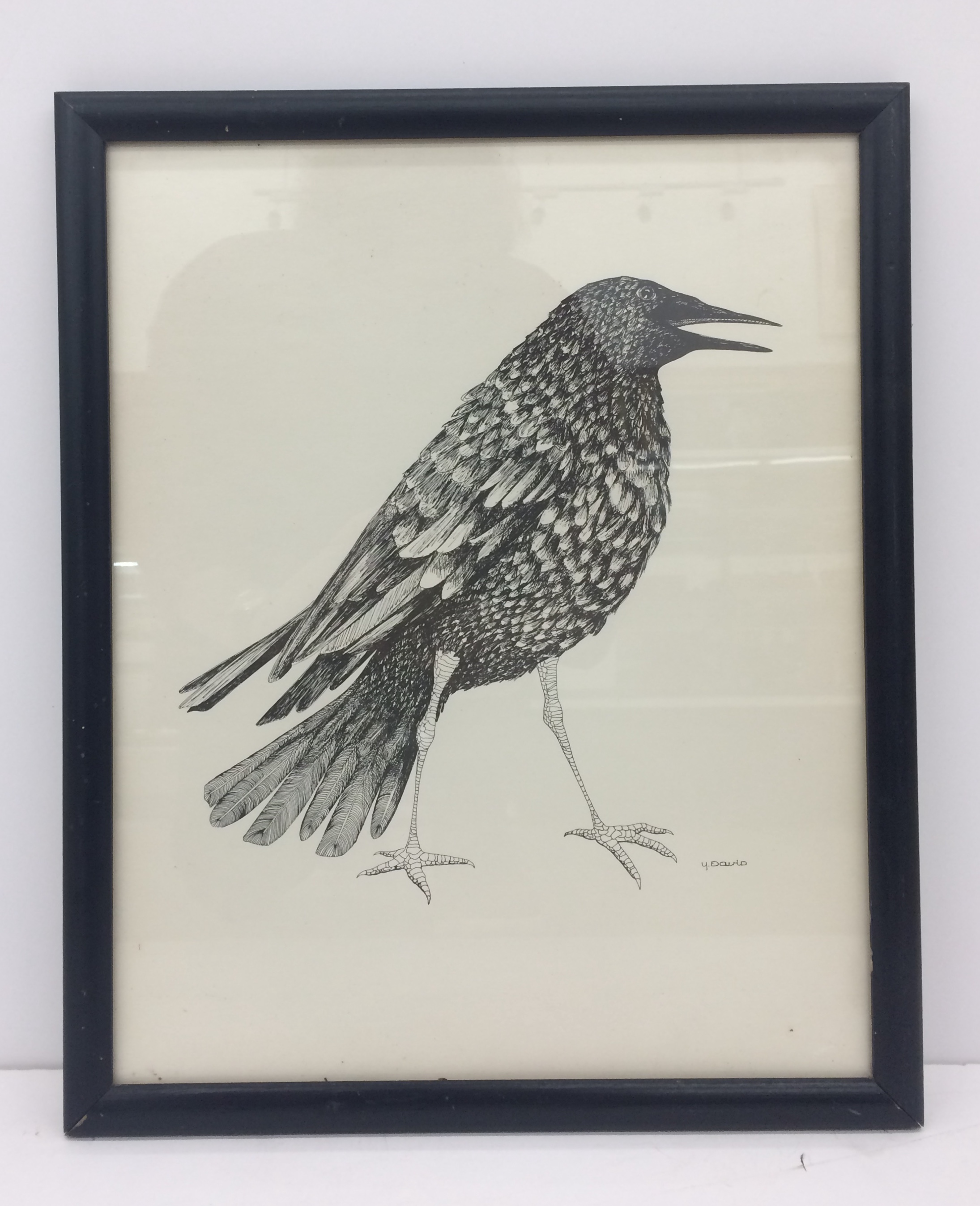 Appraisal: Lithograph of Raven by Y Davis with Gallery Mount Vernon