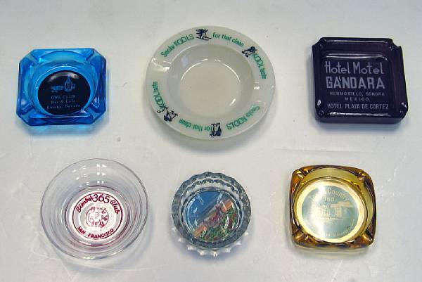 Appraisal: Glass advertising cigarette ashtrays Featuring a quantity of - s