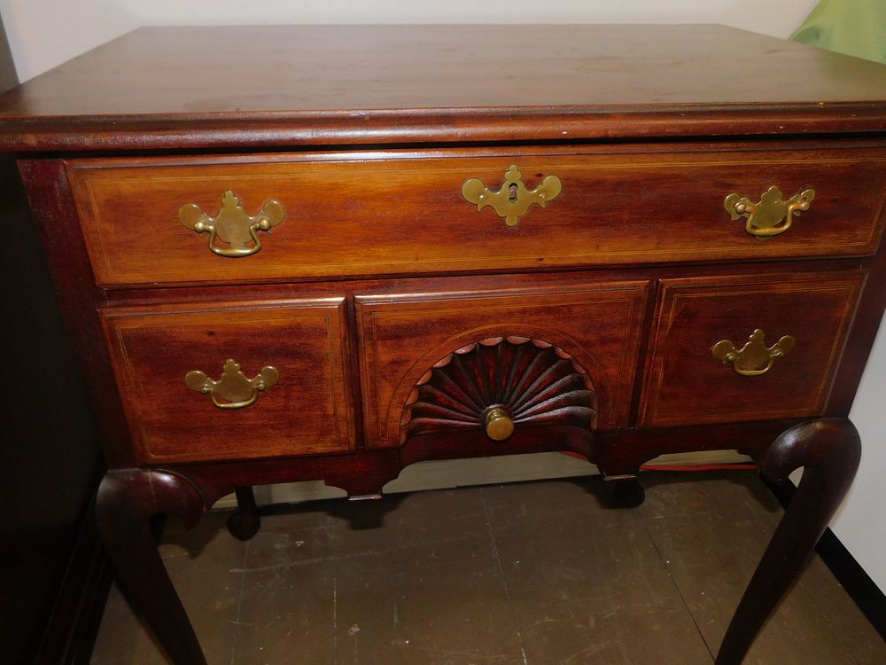 Appraisal: PERIOD MAHOGANY QUEEN ANNE LOWBOY Period Queen Anne mahogany inlaid