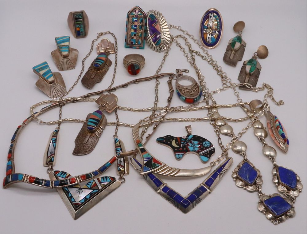 Appraisal: JEWELRY Contemporary Southwest Jewelry Grouping Includes a large oval form