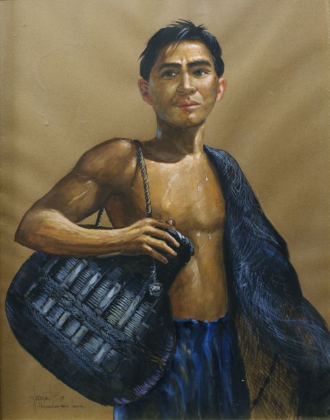 Appraisal: Twenteith Century Phillippine School Fisherman from Cavite watercolour signed dated