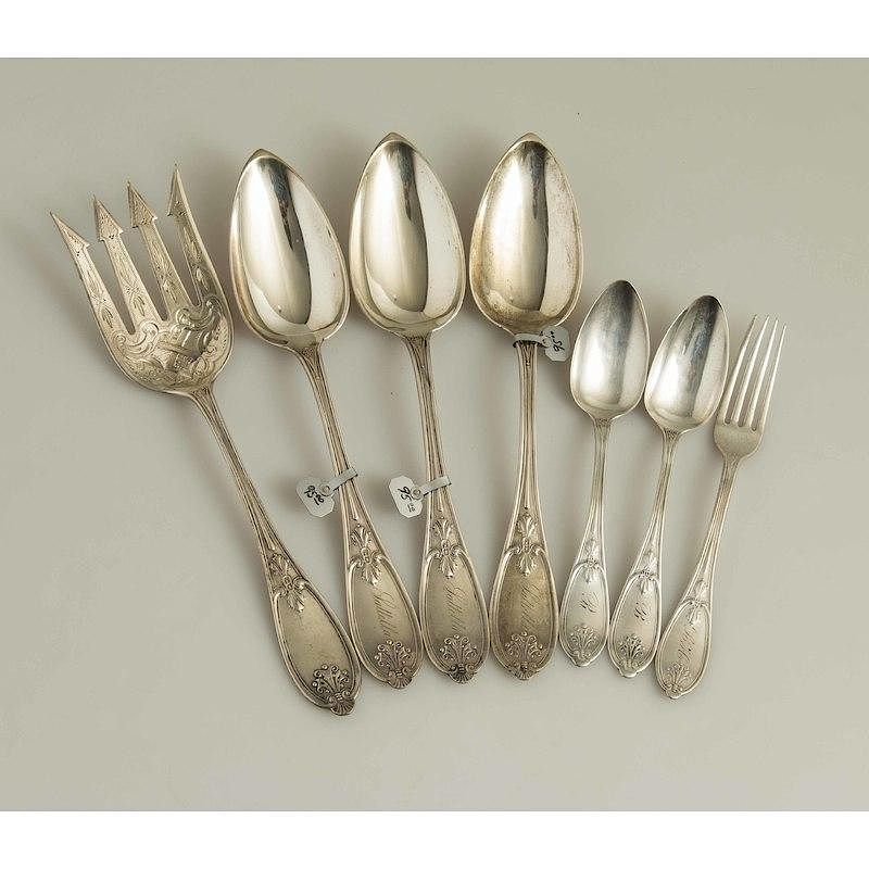 Appraisal: Reichel Silver Flatware Olive Pattern Seven pieces silver flatware Olive