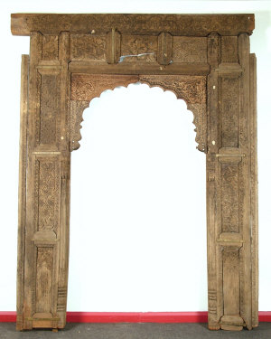 Appraisal: An th century carved hard wood Rajasthan architectural door frame