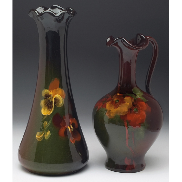 Appraisal: LoyNel vase brown glaze with a painted colorful pansy design