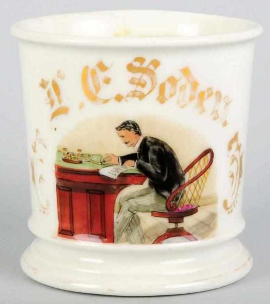 Appraisal: Telegraph Shaving Mug Gilt name L C Soden Unique image