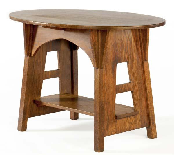 Appraisal: LIMBERT Oval library table no with flaring cut-out sides Branded