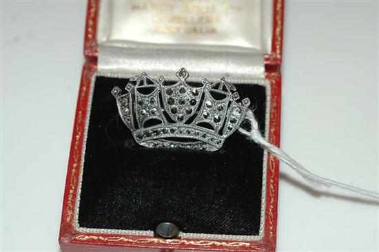 Appraisal: A MARCASITE CROWN BROOCH IN SILVER