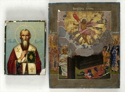 Appraisal: Russian School Icon of a Saint and Icon of Christ