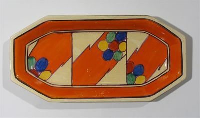 Appraisal: Berries' a Clarice Cliff Bizarre sandwich tray painted in colours