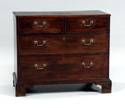 Appraisal: Chippendale mahogany chest two-over-two dovetailed drawers oak and pine secondary