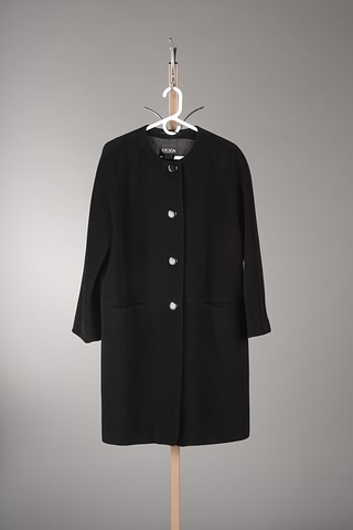 Appraisal: Escada drop waist black wool angora coat front pockets no