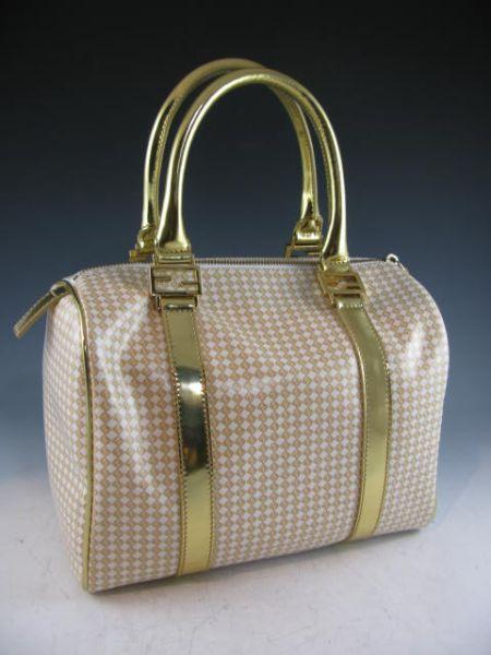 Appraisal: Fendi Bowler Bag vinyl with metallic gold trim double gold