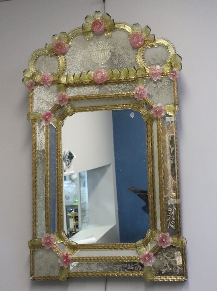 Appraisal: Vintage And Fine Quality Murano Glass Venetian Mirror Nice large